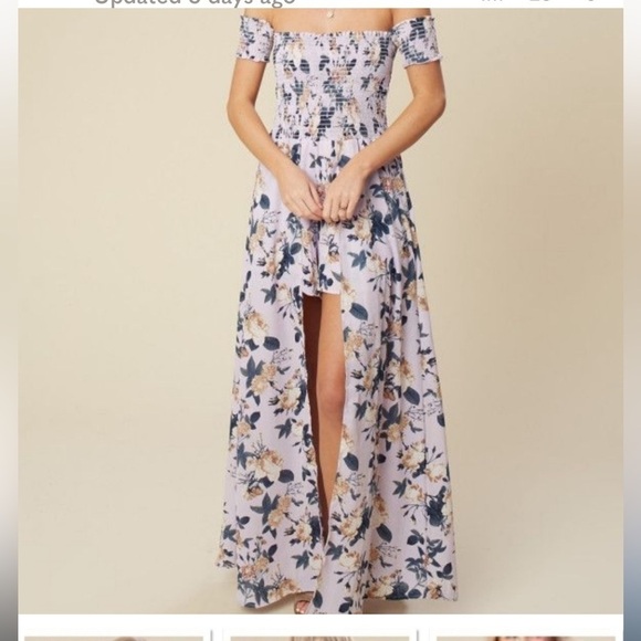 Altar'd State‎ Walk-Through Maxi Skorts/Dress lilac /creams roses women’s size M - Picture 3 of 14